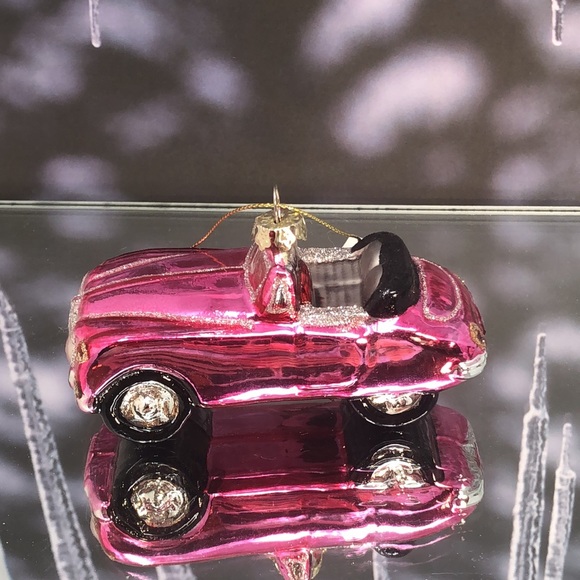 Pink car Christmas ornament blown glass - Picture 4 of 7